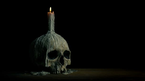 Izolovaný Lebka Svíčka Gotický Středověký Prvek Alfa Kanálem — Stock video