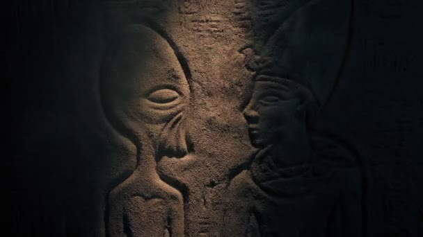 Alien Och Farao Wall Art Ficklampa — Stockvideo