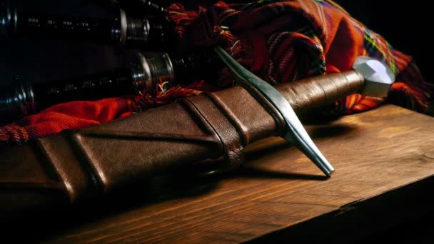 Scottish Long Sword Taken Put Historical Scene — Stock Video