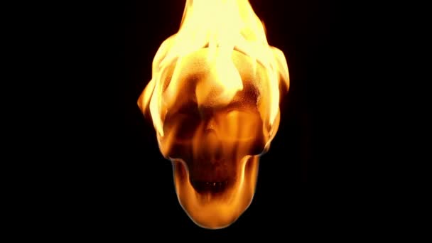 Tűz Begyújtja Koponyát Sötétben — Stock videók