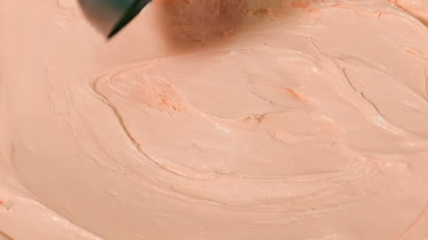 Brzoskwiniowy Smak Gelato Luksusowe Lody Jest Scooped — Wideo stockowe