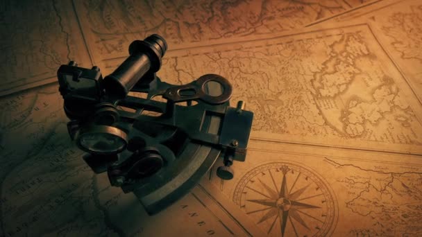 Navigation Sextant Sur Les Cartes Concept Voyage — Video