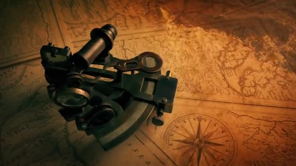 远洋航行和地图历史造景 — 图库视频影像