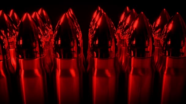 红色安全灯下的一排排子弹 — 图库视频影像