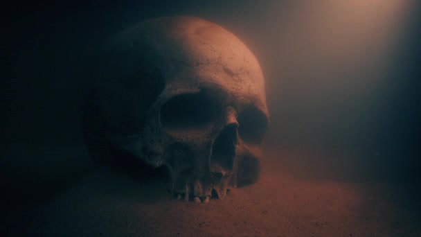 Cráneo Cueva Pirata Bajo Agua — Vídeos de Stock