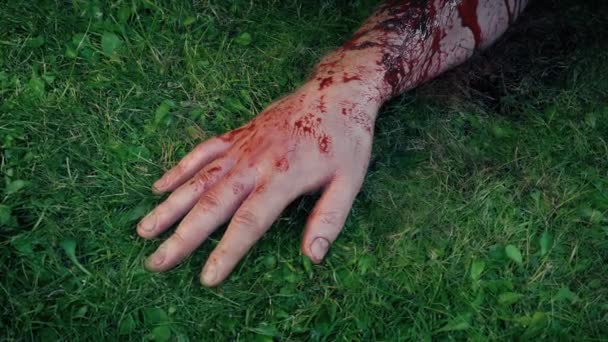 Krvavá Ruka Zemi Nehoda Zranění — Stock video