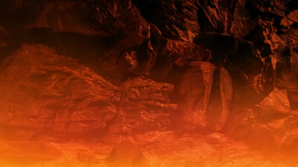 Red Hot Lava Świeci Skałach — Wideo stockowe
