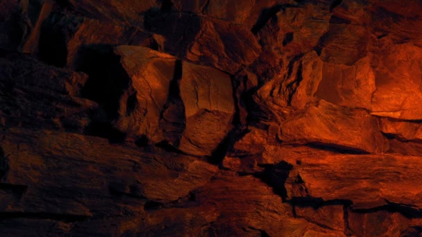 Jeskynní Zeď Světle Ohně — Stock video