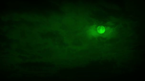 Grüner Halloween Himmel Mit Vorüberziehenden Wolken — Stockvideo