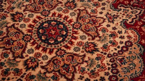 Detailed Persian Rug Circling Closeup — стоковое видео