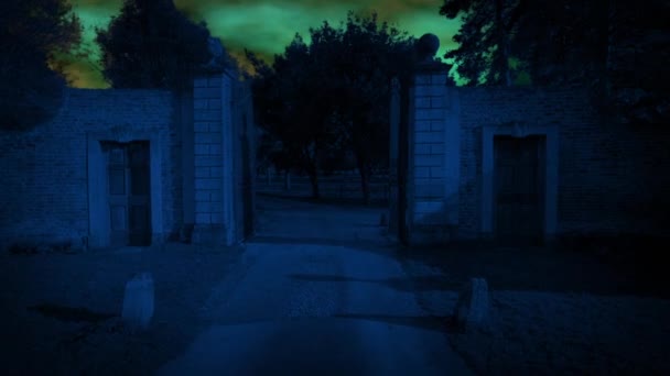 Spookachtige Elektrische Storm Boven Mansion Gates — Stockvideo