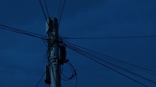 Utility Pole Evening — Stockvideo