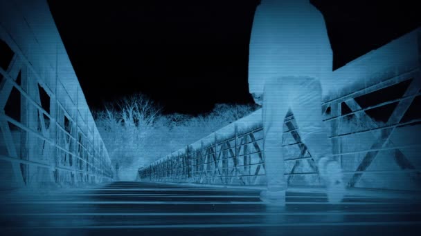 Człowiek Idzie Moście Kryminalistyka Anonimowa Osoba — Wideo stockowe
