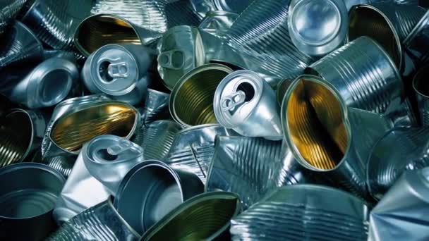 Conceito Reciclagem Latas Latas Metal — Vídeo de Stock