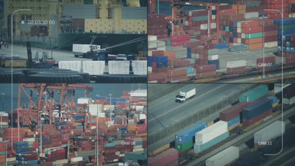 Cctv Busy Port Docks Area Views — Stock Video