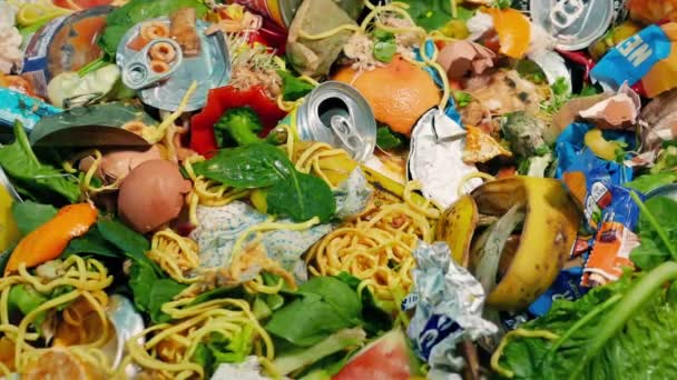 Odpadkový Koš Vysypaný Hromady Domovního Odpadu — Stock video
