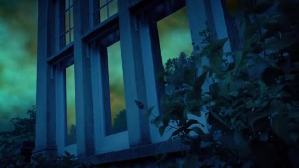 Tempête Foudre Paranormale Reflète Dans Les Fenêtres Maison — Video