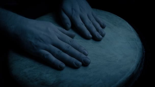 Hand Drumming Dark — Stock Video