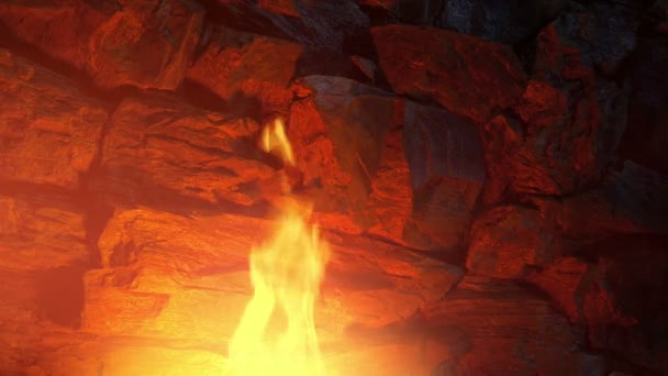 Mlhavý Oheň Stěny Jeskyně — Stock video