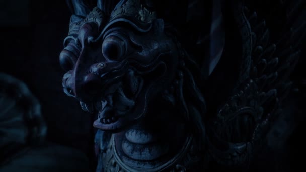 Scary Dragon Figure Dark Detail — Stock Video