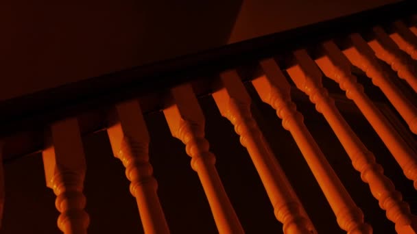 Staircase Firelight Moving Shot — Stock Video