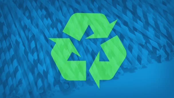 Recycling Konzept Mit Papierhalmen Und Symbol — Stockvideo