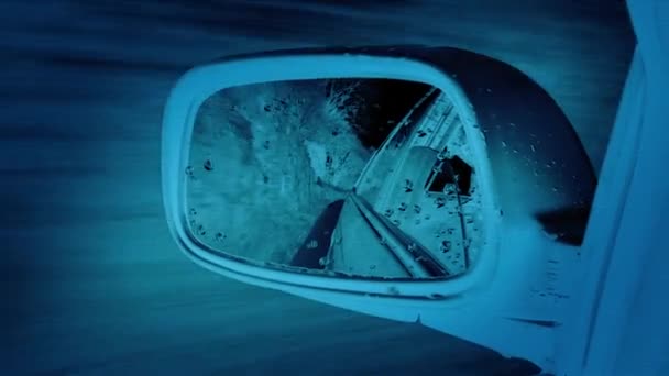 Wing Mirror Driving Criminal Pov Forensics Concept — стоковое видео