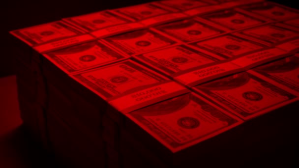 红色安全灯下的百万美元块 — 图库视频影像