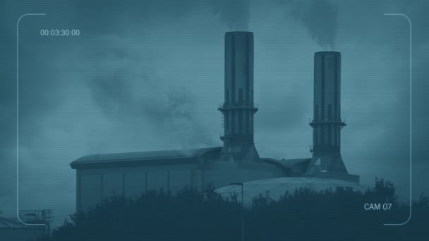 Cctv大型烟囱吸烟工业大楼 — 图库视频影像