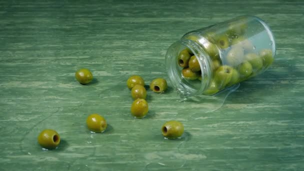 Olive Jar Caduto Incidente Cucina — Video Stock
