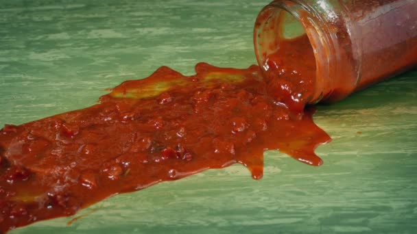 Paste Sos Jar Spills Podea — Videoclip de stoc