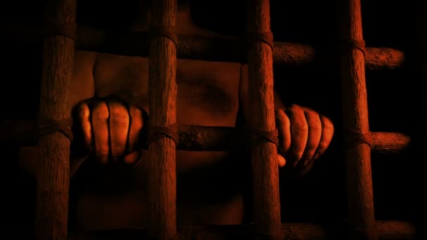 Lumière Sur Homme Emprisonné Dans Monde Antique — Video