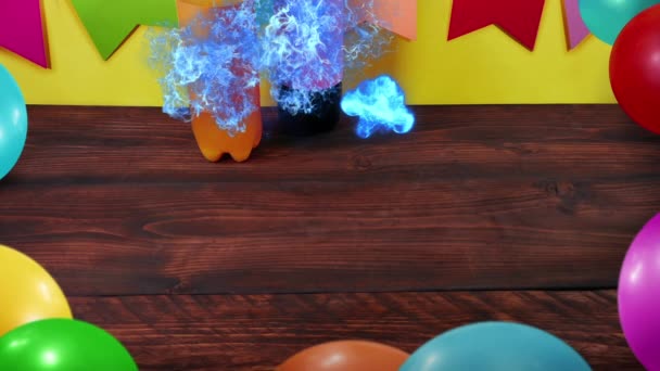 Magische Puffs Maken Feest Voedsel Voor Verjaardagsfeestje — Stockvideo