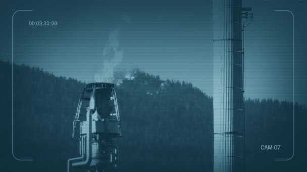 Cctv Gas Burning Bij Raffinaderij — Stockvideo