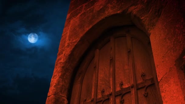 Замкові Двері Вогні Світло Вночі — стокове відео