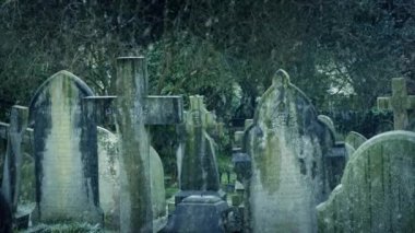 Eski Mezarlıktaki Mezar Taşlarına Kar Düşüyor