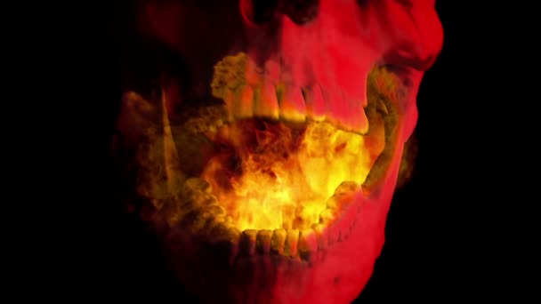 Flaming Red Skull Eet Camera Pov Versies — Stockvideo