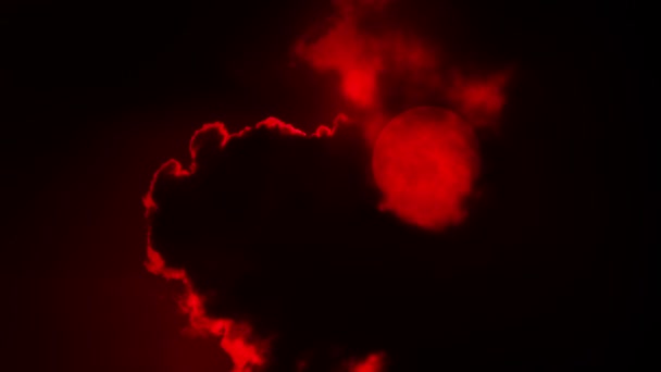 Nube Oscura Mueve Sobre Una Luna Roja — Vídeos de Stock