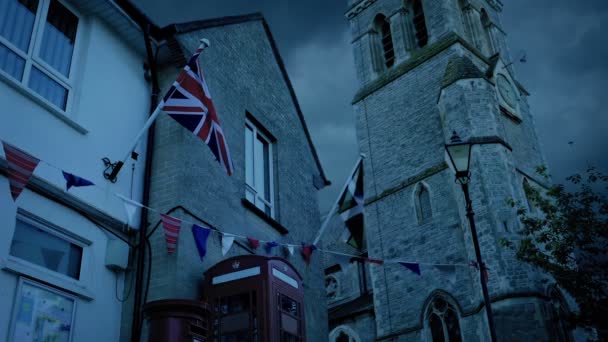 Khas Kota Inggris Adegan Malam Hari — Stok Video