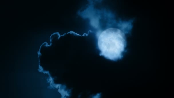 Donkere Wolken Bedekken Maan Laat Nacht — Stockvideo