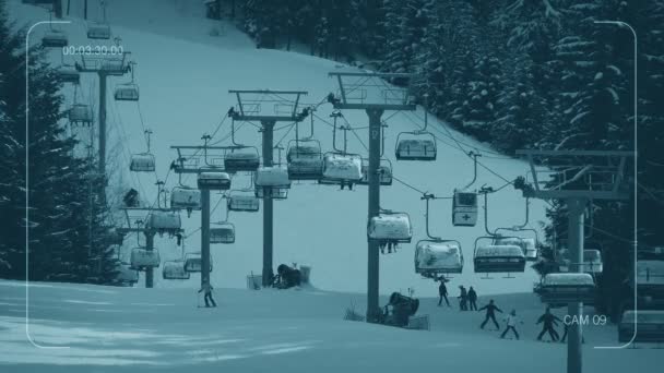 Cctv Ski Lift Gebied Bij Resort — Stockvideo