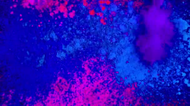 Elektrischer Neon Blues Und Pinke Farbkleckse — Stockvideo