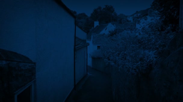 Caminho Entre Casas Aldeia Noite — Vídeo de Stock