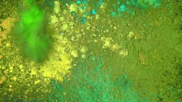Neon Bright Poudres Splats Dans Montage Coloré — Video