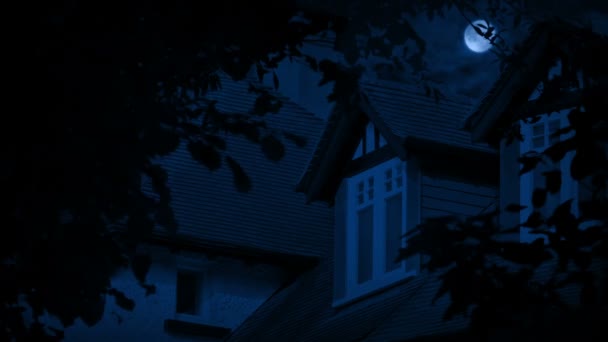 Foudre Frappe Dessus Fenêtre Maison Nuit — Video