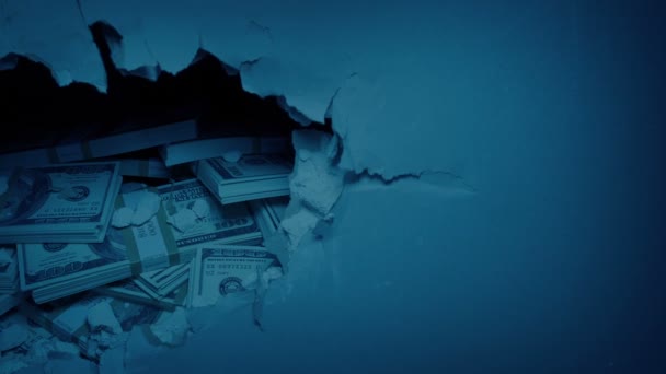Дірка Стіні Показує Приховані Гроші Stash — стокове відео
