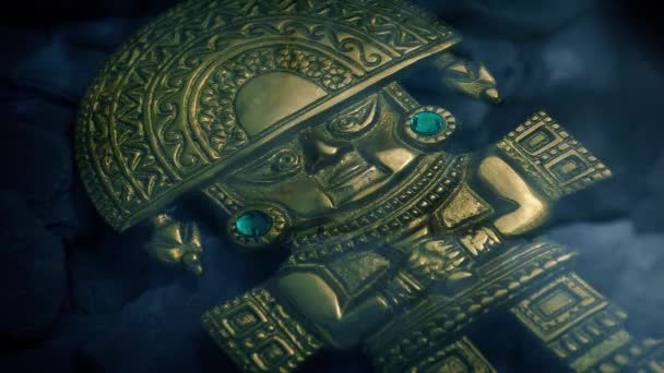 Incan Gold Figure Underwater Lost Treasure Concept — Vídeo de Stock