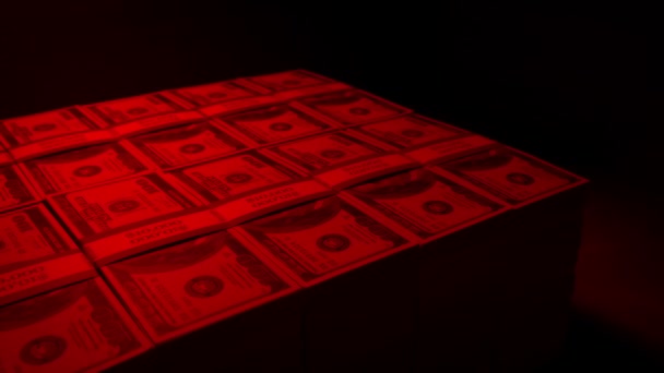 红色安全灯下的百万美元块 — 图库视频影像