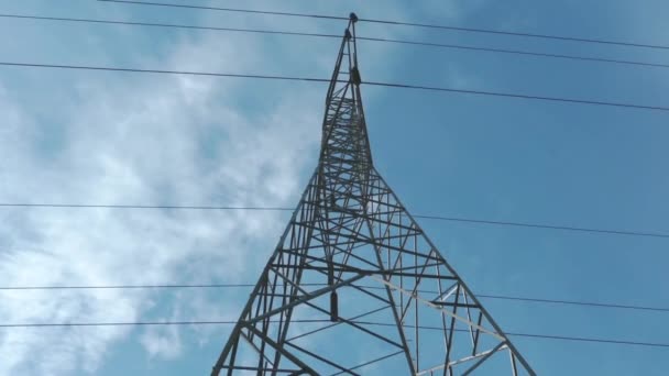 Pylône Lignes Électriques Jour Ensoleillé — Video