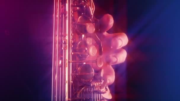 Saxophone Player Closeup Stage — Stock video